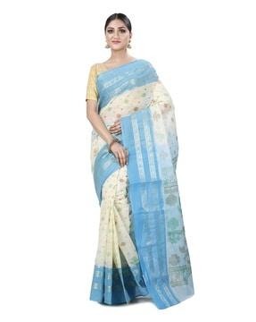 floral print pure cotton tant traditional saree