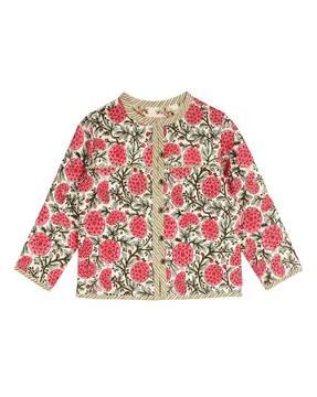 floral print reversible quilted jacket