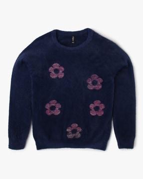floral print round-neck sweater