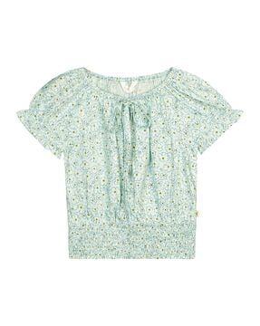 floral print round-neck top