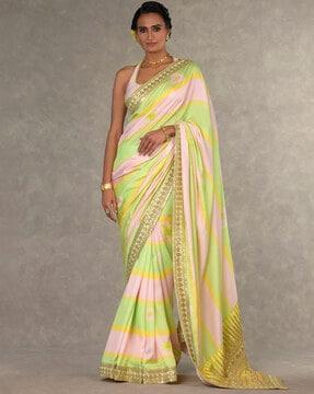 floral print saree with embroidered border