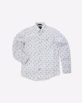 floral print shirt with button-down collar