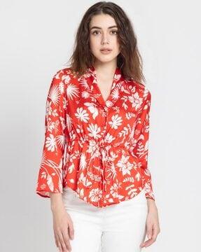 floral print shirt with full sleeves