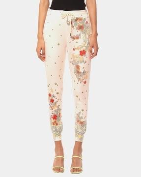 floral print skinny fit track pants