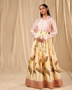 floral print skirt with shirt set