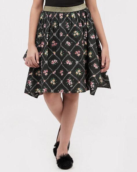 floral-print-skirt