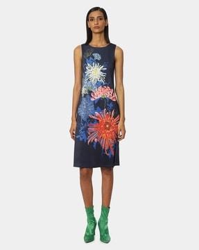 floral print sleeveless bodycon dress