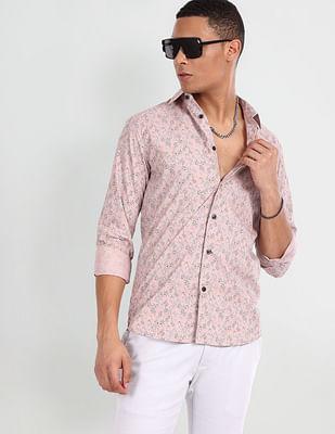 floral print slim fit casual shirt