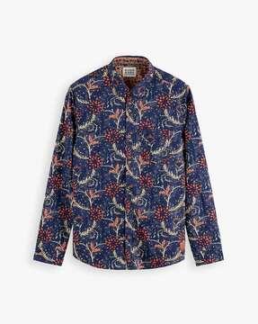floral print slim fit organic cotton shirt