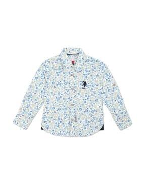 floral print spread-collar shirt