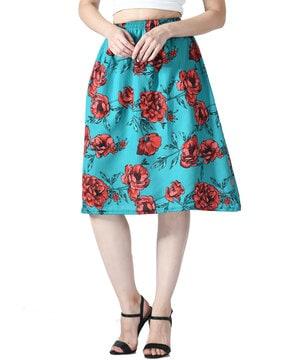 floral print straight skirt with elasticated waist
