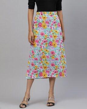 floral print straight skirt
