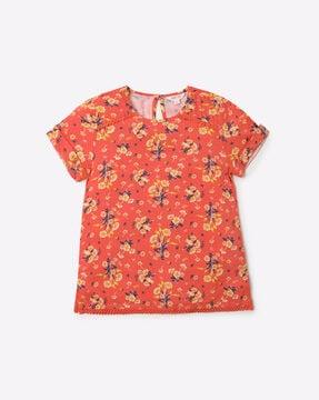 floral print top with lace trim