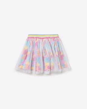 floral print tulle tiered skirt