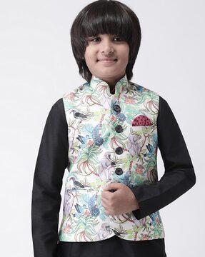 floral print waistcoat with square pocket