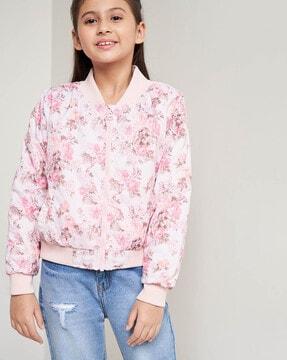floral print zip-front jacket