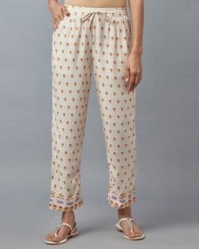 floral printed straight fit pants