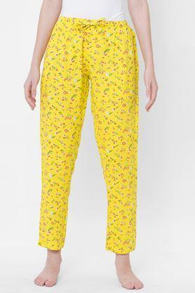floral printed women's lounge pants - yellow