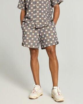 floral regular fit bermuda shorts with insert pockets