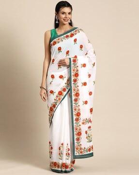 floral saree with blouse piece