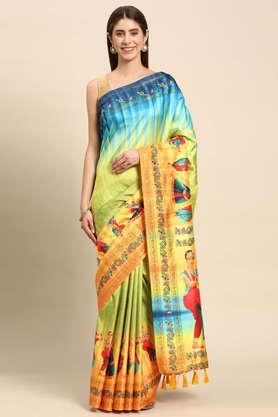 floral silk festive wear women's saree - multi