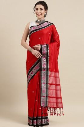 floral silk festive wear women's saree - red