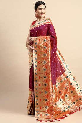 floral silk festive wear women's saree - wine