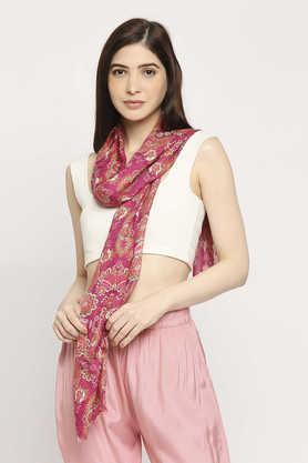 floral viscose knit women's casual scarf - pink