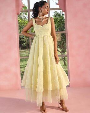 floral woven organza gown