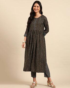 floral  print anarkali kurta suit set