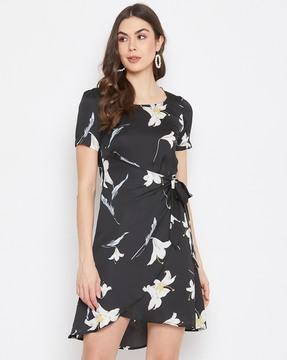 floral  print short sleeves dress