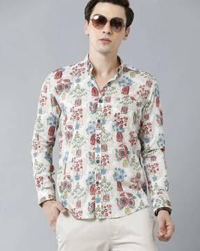 floral  print slim fit shirt