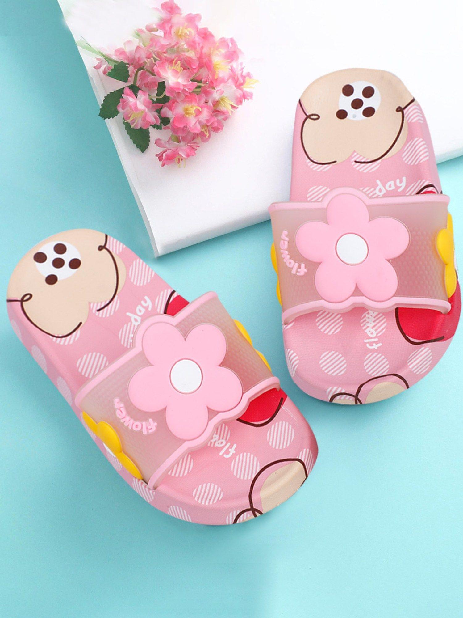 floral 3d beach slippers sliders pink
