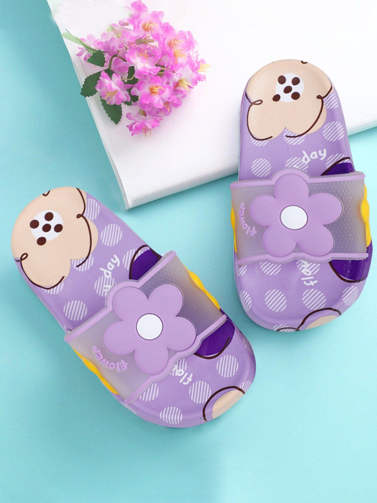 floral 3d beach slippers sliders purple