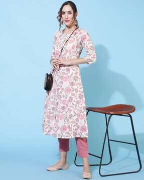 floral a-line cotton kurta