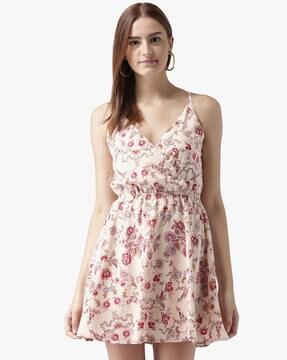 floral a-line dress with elasticated waist