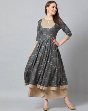 floral a-line kurta with palazzo