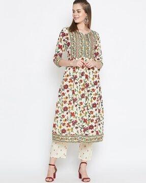 floral a-line kurta with pants