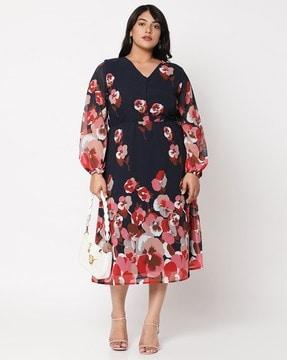 floral a-line midi dress