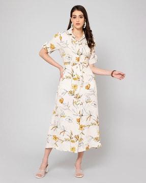 floral a-line shirt dress