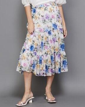 floral a-line skirt