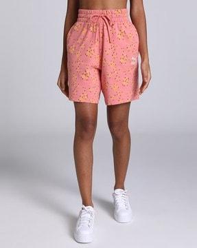 floral all-over print shorts with drawstring waist