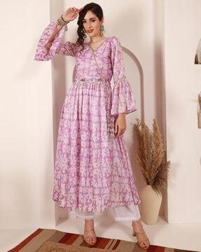 floral angrakha kurta