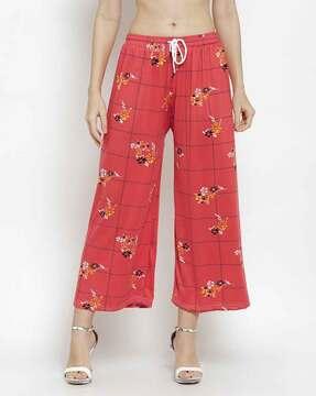 floral ankle length relaxed fit palazzos