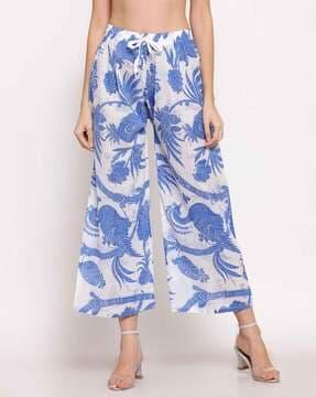 floral ankle length relaxed fit palazzos