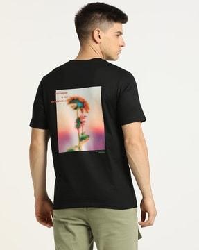 floral back print blurred t-shirt