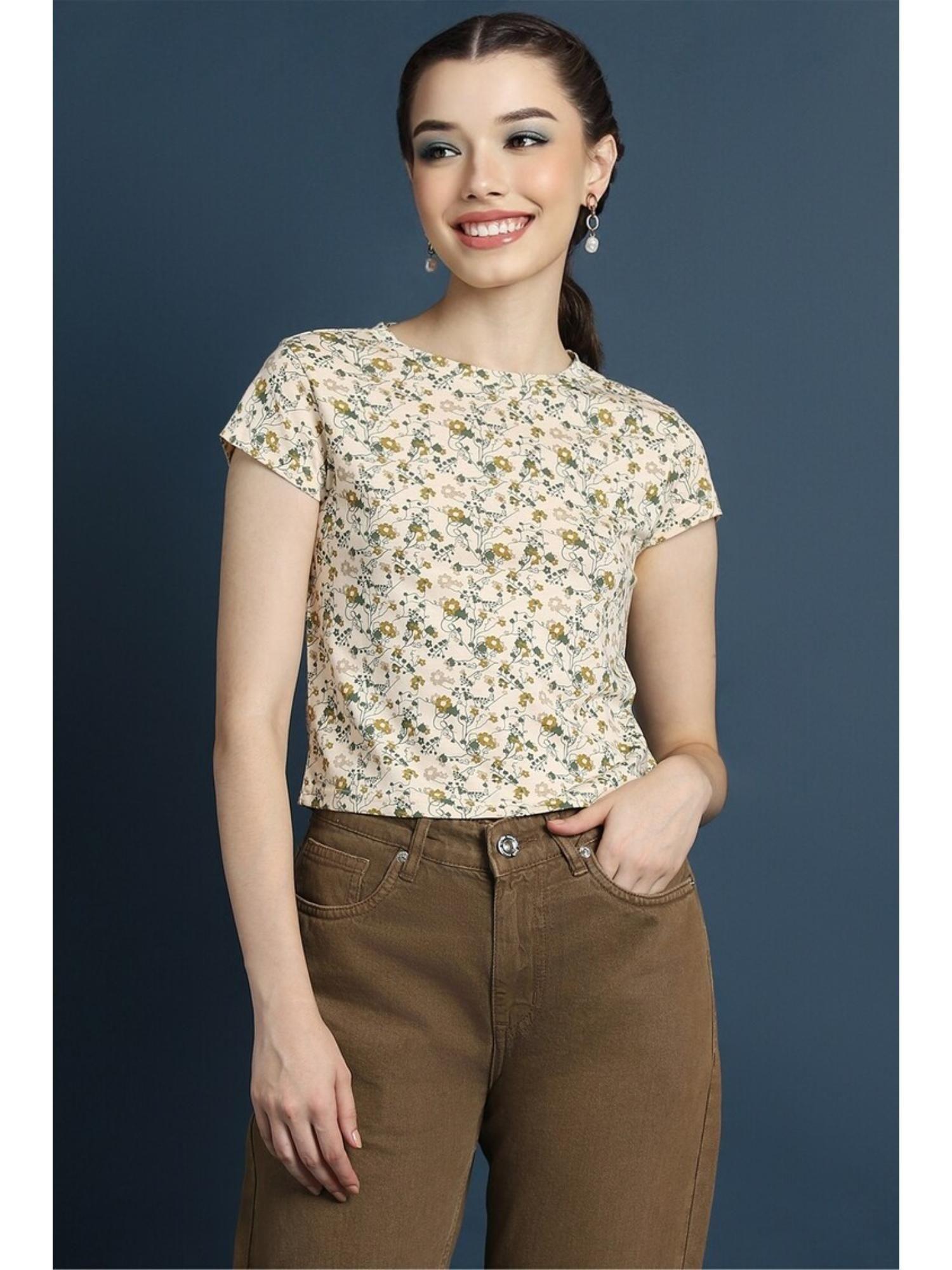 floral beige top