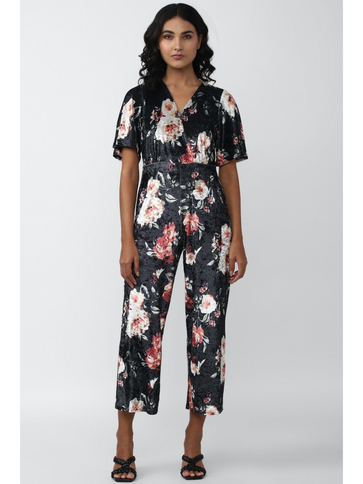 floral black jumpsuit