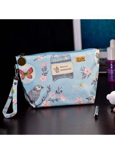 floral bliss make up travel pouch - light blue