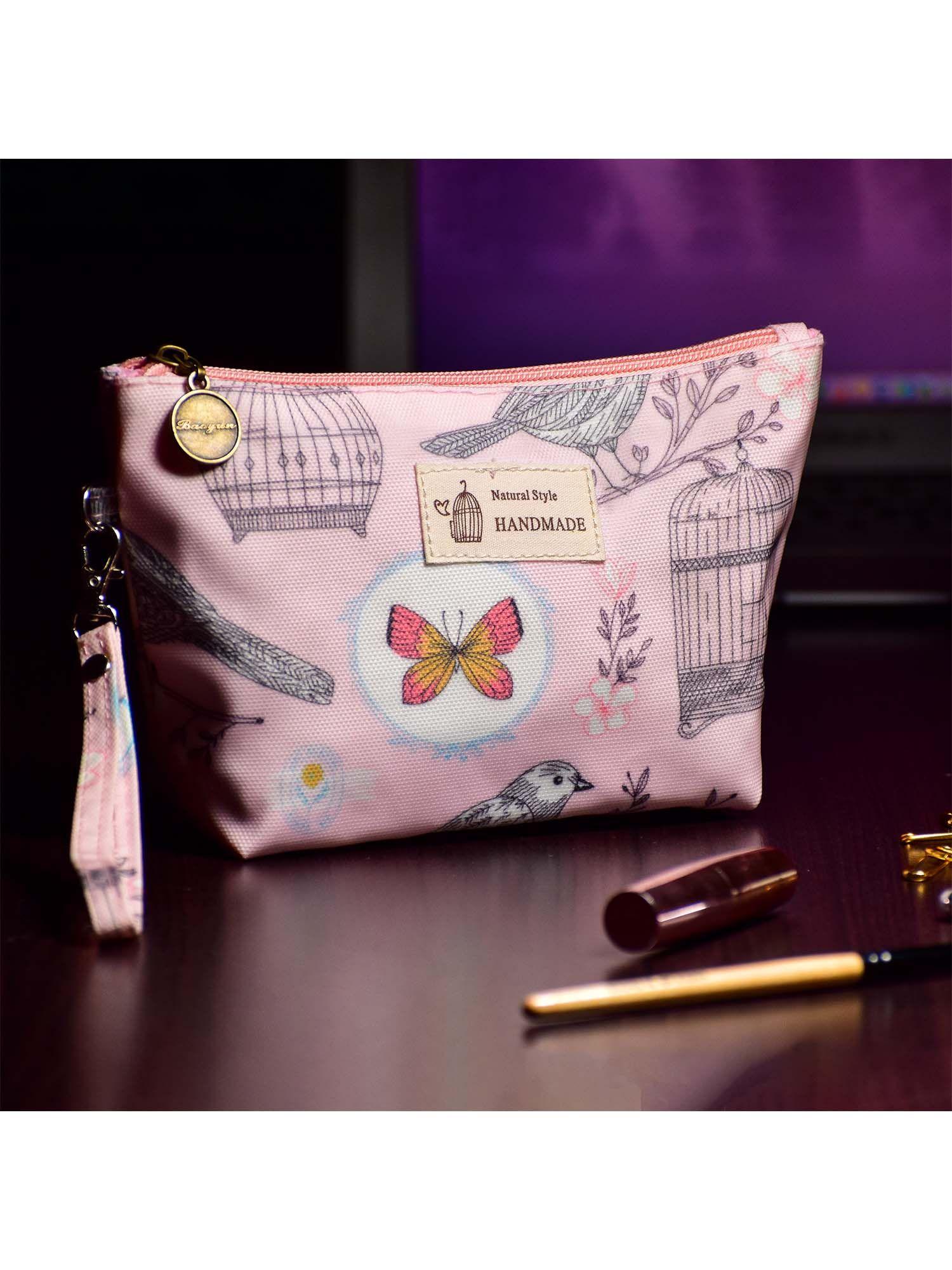 floral bliss make up-travel pouch - light pink